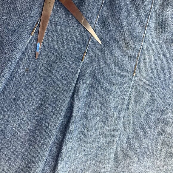 VTG Y2K My Weekend Clothes Pleated Mini Denim Wrap Skirt Buckle Grunge - Picture 8 of 12